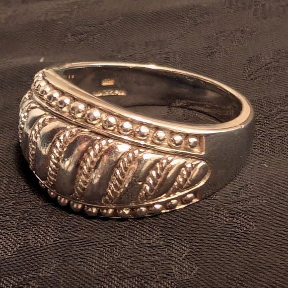 Judith Ripka Ball Bead Solid Sterling Silver Wide Band Dome Ring Size 9 - Picture 2 of 13